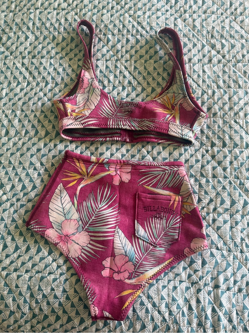 Billabong Girls Floral High-Waist neoprene bikini wetsuit swim suit - Picture 2 of 3